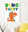Постер для детского праздника с динозаврами "DINO PARTY" 2 размера без рамки (04077)