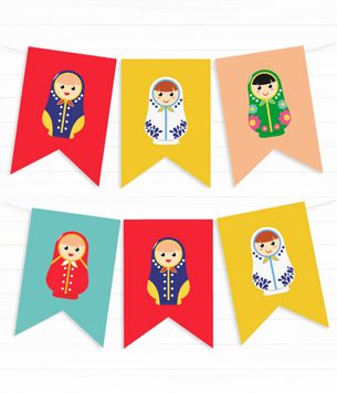 Паперова гірлянда з прапорців "Матрьошки" 8 прапорців (02261) 02261 фото