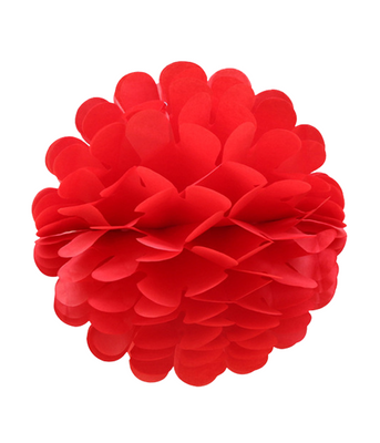 Бумажный шарик-помпон красный 30 см. 020026 фото