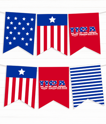 Паперова гірлянда з прапорців для американської вечірки "USA" 12 прапорців (05010) 05010 (1) фото