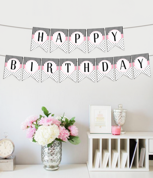 Бумажная гирлянда "Happy Birthday!" в парижском стиле (03367) 03367 фото