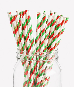 Бумажні трубочки Green and red stripes (10 шт.) straws-25 фото