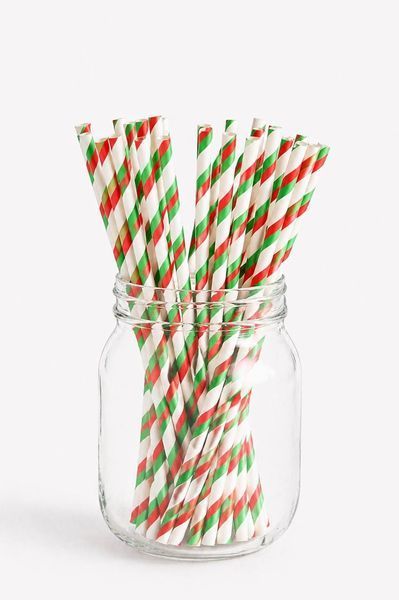 Бумажные трубочки "Green and red stripes" (10 шт.) straws-25 фото