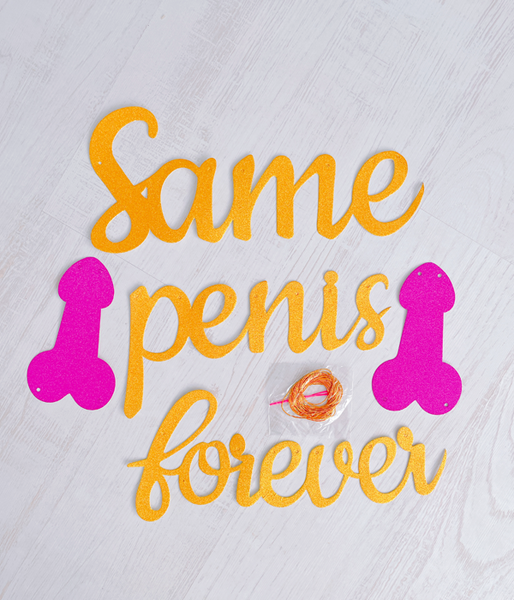 Гирлянда для девичника "Same Penis Forever" золотая 0700-12 фото