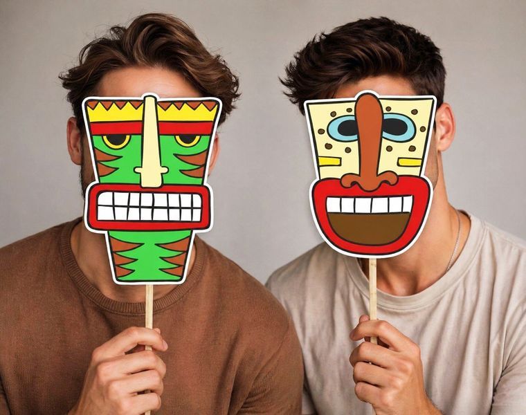 Набір фотобутафорії для гавайської вечірки "Tiki Masks" (6 шт.) 03469 фото