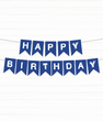 Гирлянда из флажков "Happy Birthday!" cиняя с белыми буквами (04521)