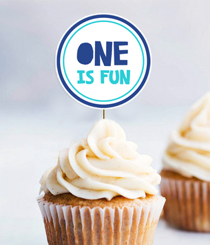 Топперы для капкейков на 1 год "One is fun" 10 шт (03161) 03161 фото