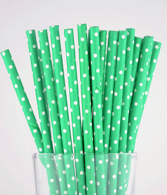Бумажные трубочки "Green white dots" (10 шт.) straws-11 фото