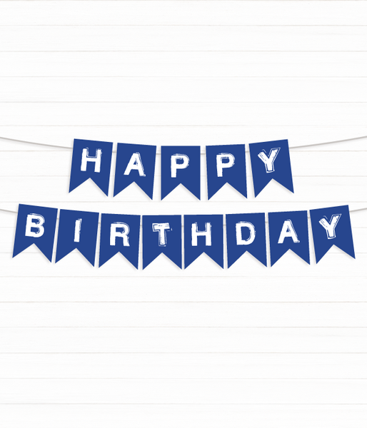 Гирлянда из флажков "Happy Birthday!" cиняя с белыми буквами (04521) 04521 (1) фото