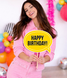Табличка для фотосессии "Happy birthday!" желтая с черными буквами (02571) 02571 фото 2