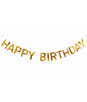 Бумажна гірлянда Happy Birthday золота 40-149 фото
