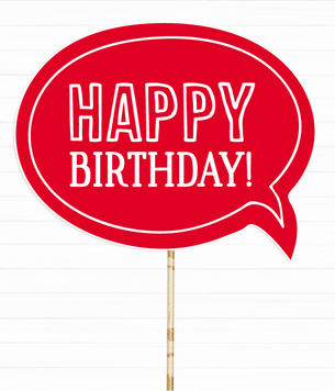 Табличка для фотосессии "Happy Birthday!" красная (01856) 01856 фото
