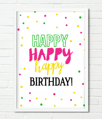 Постер на день народження "Happy Birthday" 2 розміри без рамки (02107) 02107 фото