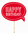 Табличка для фотосессии "Happy Birthday!" красная (01856)