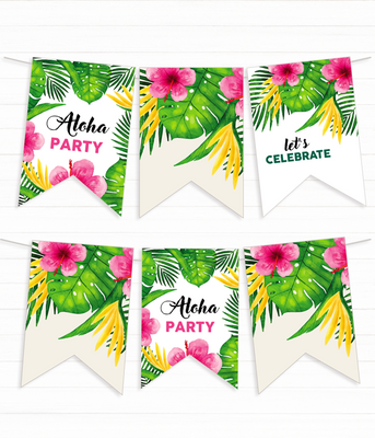Паперова гірлянда для гавайської вечірки "Aloha Party" 12 прапорців (03448) 03448 фото