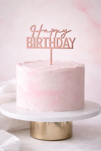 Топпер для торта "Happy birthday" розовое золото 40-78 фото