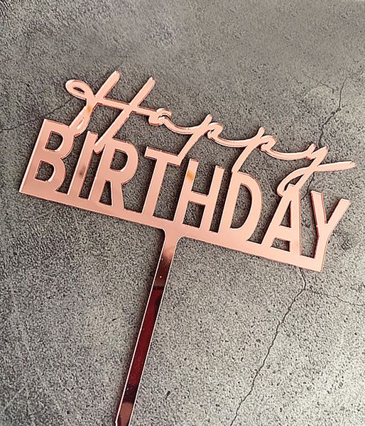 Топпер для торта "Happy birthday" розовое золото 40-78 фото