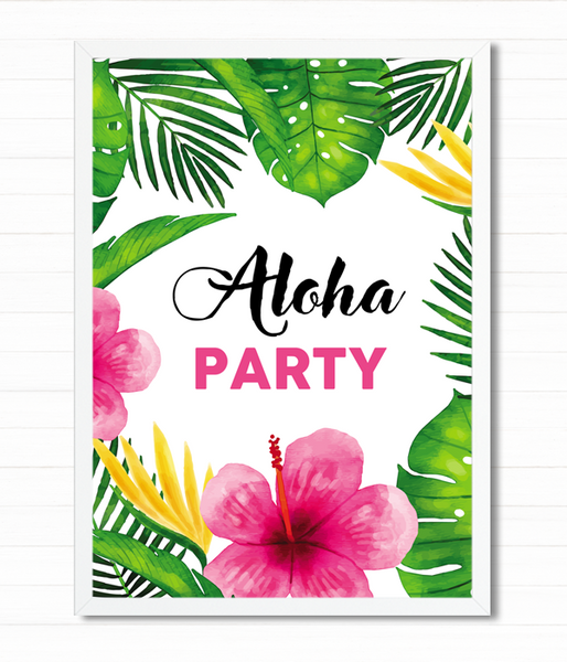 Постер для гавайской вечеринки "Aloha Party" 2 размера (03445) 03445 фото
