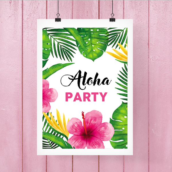 Постер для гавайской вечеринки "Aloha Party" 2 размера (03445) 03445 фото