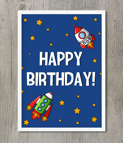Постер на день народження у стилі Космос "Ракети" 2 розміри (02928) 02928 (А4) фото