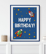 Постер на день народження у стилі Космос "Ракети" 2 розміри (02928)