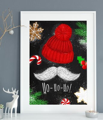 Новогодний декор - постер "Ho-Ho-Ho" (2 размера) 03301 фото