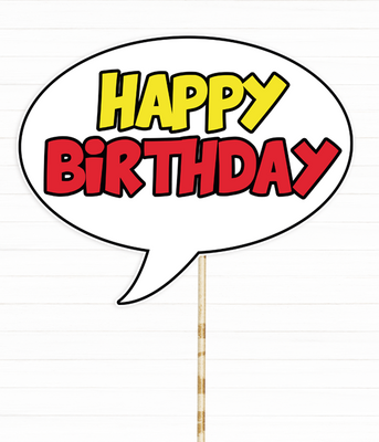 Табличка для фотосесії "Happy Birthday" у стилі комікси (02711) 02711 фото