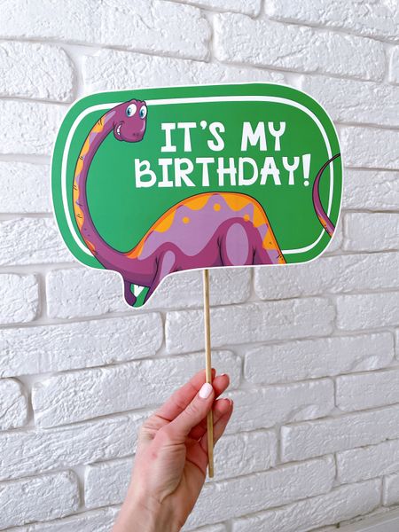 Табличка для фотосесії з динозавром "IT'S MY BIRTHDAY!" (В-80) В-80 фото