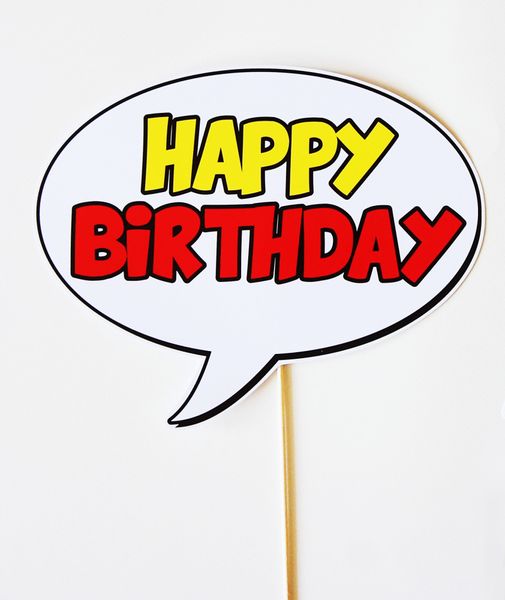 Табличка для фотосессии "Happy Birthday" в стиле комиксы (02711) 02711 фото