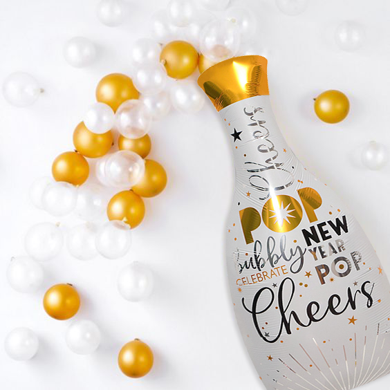 Большой воздушный шар новогодняя бутылка шампанского Happy New Year 78x40 см (NY70077) NY70077 фото
