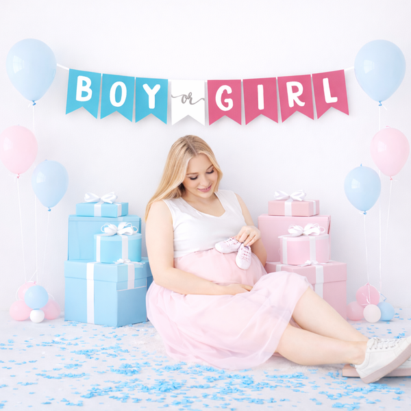 Бумажная гирлянда для гендер пати "BOY OR GIRL" 8 флажков (90-412)) 90-412 фото