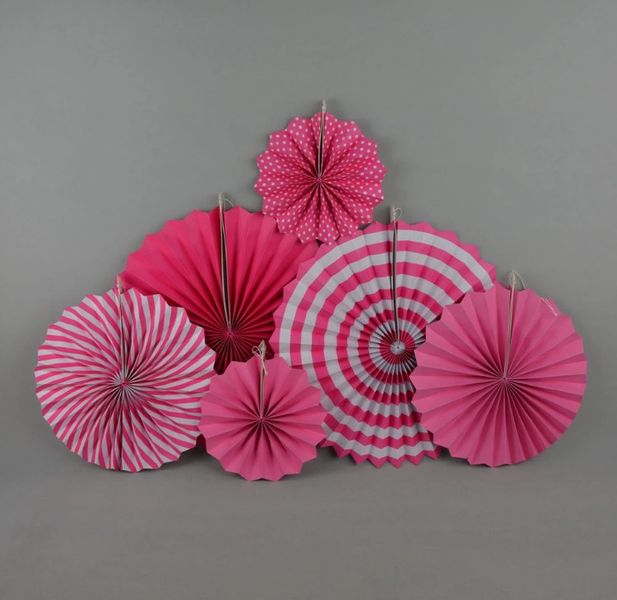 Набор бумажных вееров "Pink mix" (6 шт.) F-005 фото