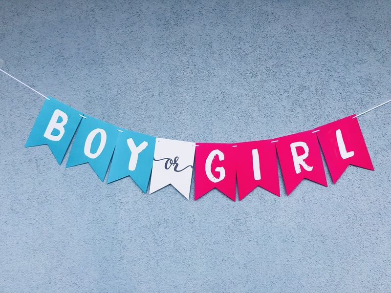 Бумажная гирлянда для гендер пати "BOY OR GIRL" 8 флажков (90-412)) 90-412 фото