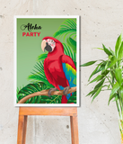 Постер для гавайской вечеринки с попугаем "Aloha Party" (2 размера) 03444 фото