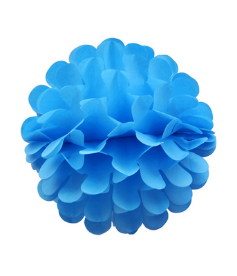 Бумажний шарик-помпон синій 30 см. 020028 фото