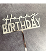 Топпер для торта "Happy birthday" серебряный