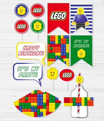 Набор декора для дня рождения "Лего" L-1_R283 фото