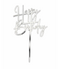Топпер для торта "Happy birthday" серебряный 14х10 см (B-927) B-927 фото 1