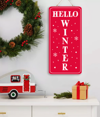 Новорічний декор - табличка з пластику для прикраси інтер'єру Hello Winter 40-2078 фото
