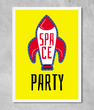 Постер для свята у стилі Космос "SPACE PARTY" 2 формату (03561)