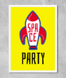 Постер для праздника в стиле Космос "SPACE PARTY" 2 формата (03561)