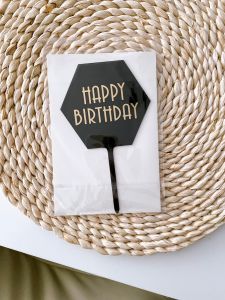 Топпер для торта "Happy birthday" чорний (B9151) B9151 фото