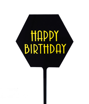 Топпер для торта "Happy birthday" чорний (B9151) B9151 фото