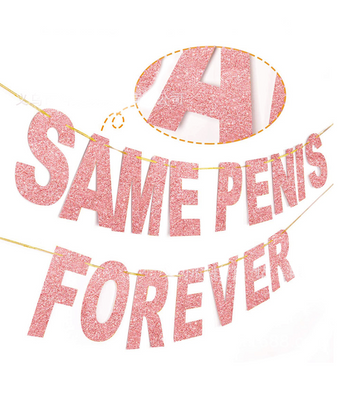 Гірлянда для дівич-вечора з літерами Same Penis Forever блискуче рожеве золото (H01987) H01987 фото