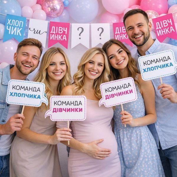 Фотобутафория-таблички для гендер пати "Команда дівчинки" и "Команда хлопчика" 2 шт (GP3009) GP3009 фото
