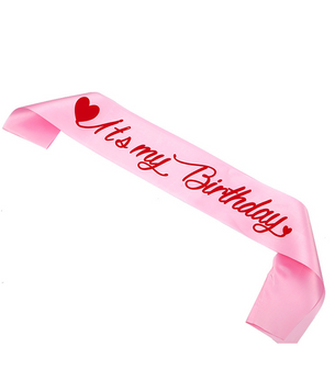 Лента через плечо на день рождения "It's My Birthday" розовая 01280 фото