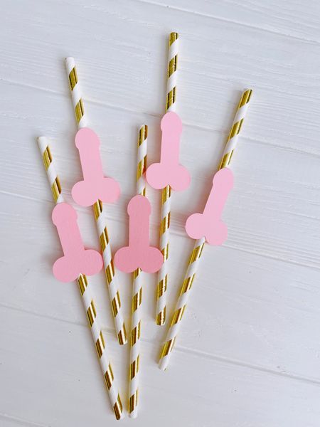 Трубочки с пенисами на девичник розово-золотые 5 шт (H013) H013-2 фото