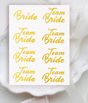 Набор временных татуировок на девичник Bride и Team Bride золотые 8 шт (01290) 01290 фото