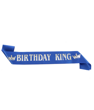 Лента через плечо на день рождения мужчины "Birthday King" синяя 50-214 фото