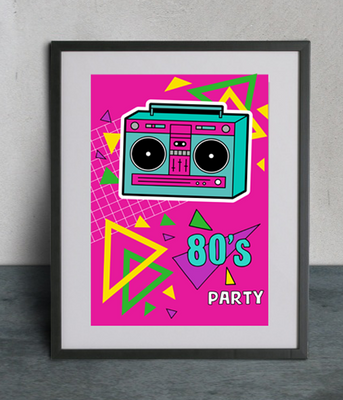 Постер для вечірки "80s party" 2 розміри (05087) 05087 фото